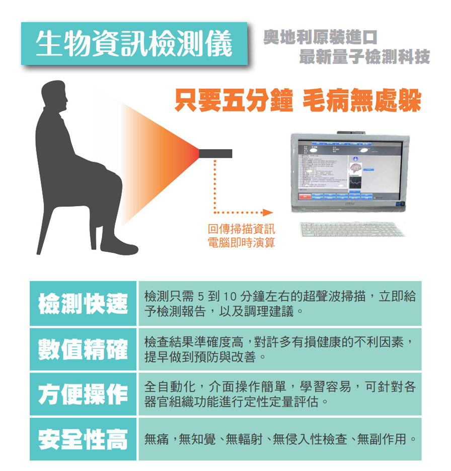 生物資訊檢測儀-檢測完立即產出受測者報告資料